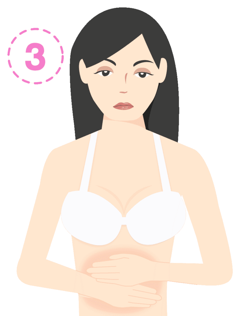 อาจมีอาการประจำเดือนผิดปกติ และเจ็บเสียดชายโครงร่วมด้วย